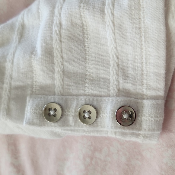 3/4 length sleeve white, boat neck knit top. - Picture 3 of 8